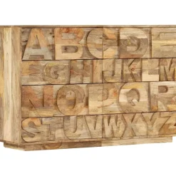 Aakkoskaappi 6 laatikolla 120x35x79 cm mangopuu