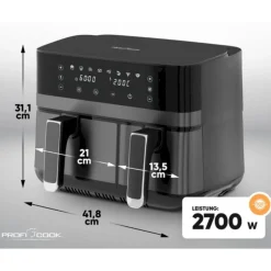 Airfryer ProfiCook PCFR1295H, musta