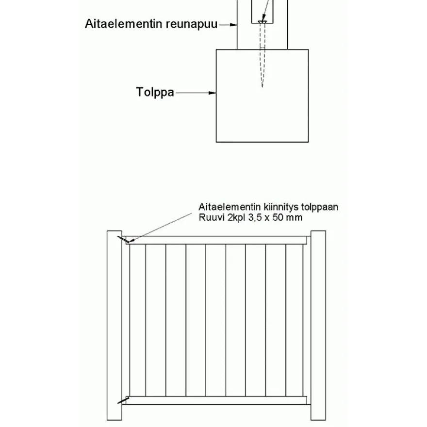 Aitaelementti Lehto A13R 1800x300/400 mm vinoristikko ruskea