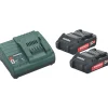 Akkupaketti Metabo 18V 2x2.0 Ah laturilla SC 30