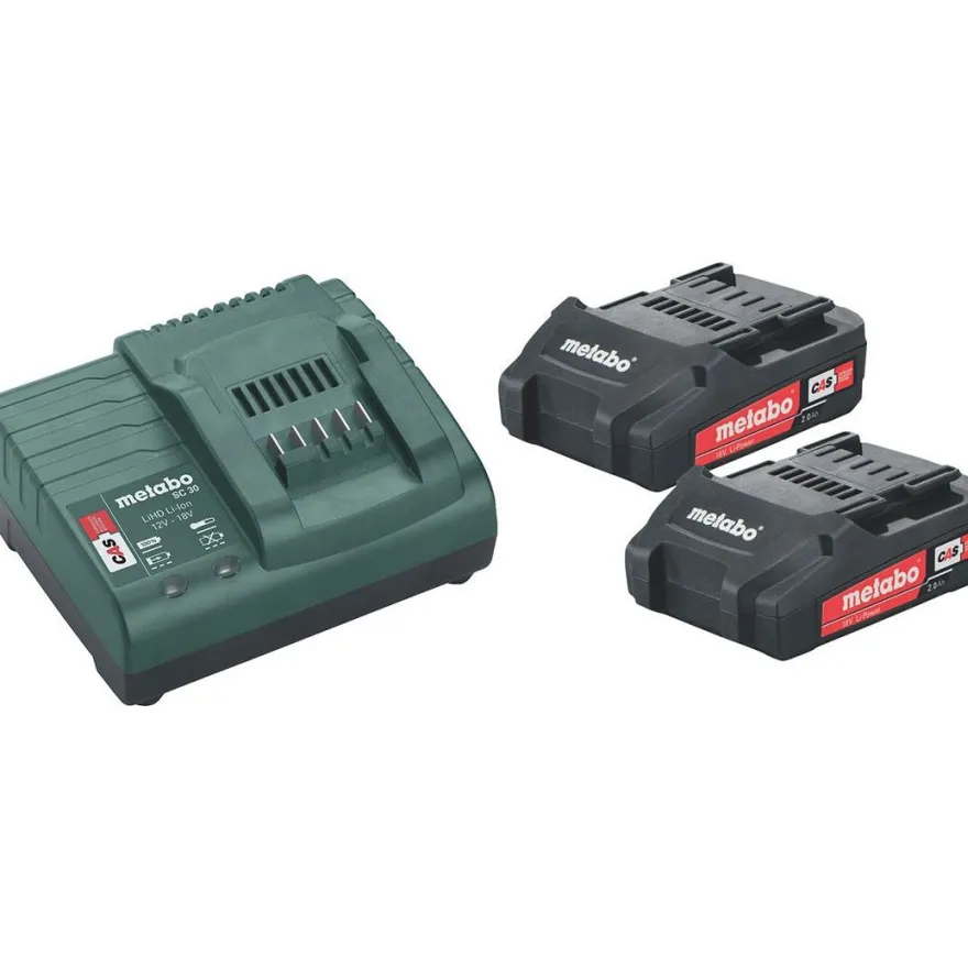 Akkupaketti Metabo 18V 2x2.0 Ah laturilla SC 30