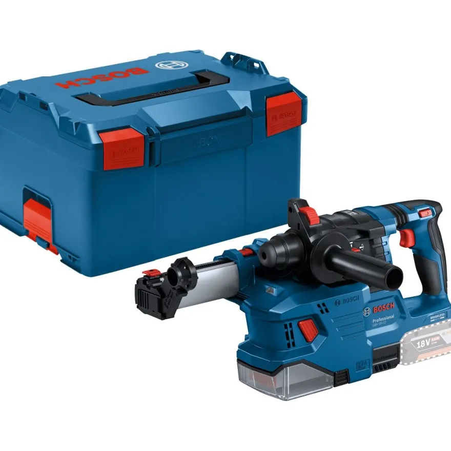 Akkuporavasara Bosch Professional GBH 18V-22 Solo, pölynpoistolla, 18V, ilman akkua + L-Boxx