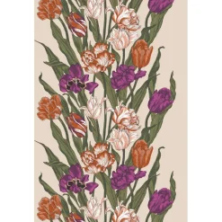 Akryylipinnoitettu pöytäliina Vallila Kukoistus, terra/purppura, 140x250 cm
