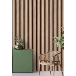 Akustiikkalevy Aarni rimapaneeli, 21x605x2400mm, öljytty tammi puuviilu