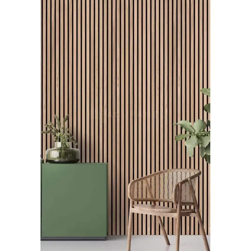 Akustiikkalevy Aarni rimapaneeli, 21x605x2400mm, öljytty tammi puuviilu