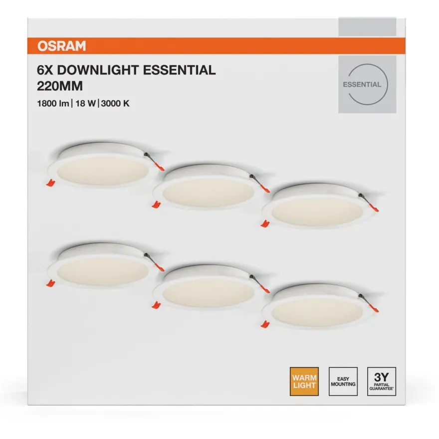 Alasvalo Osram Essential 220mm 18W 830 3000K valkoinen