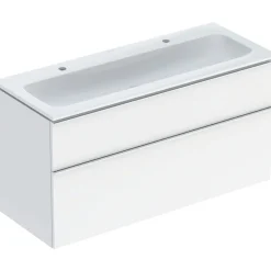 Allaskaappi kaksoisaltaalla Geberit iCon, 630x1200mm, allaskytkennällä, korkeakiilto valkoinen