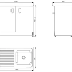 Allaskaappi Vilan Stainless VTB 10, 900x1000x600mm, valkoinen/rst
