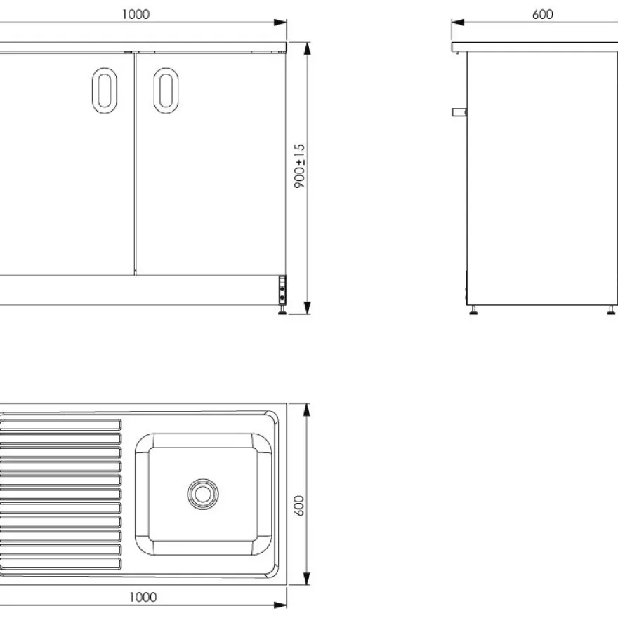 Allaskaappi Vilan Stainless VTB 10, 900x1000x600mm, valkoinen/rst