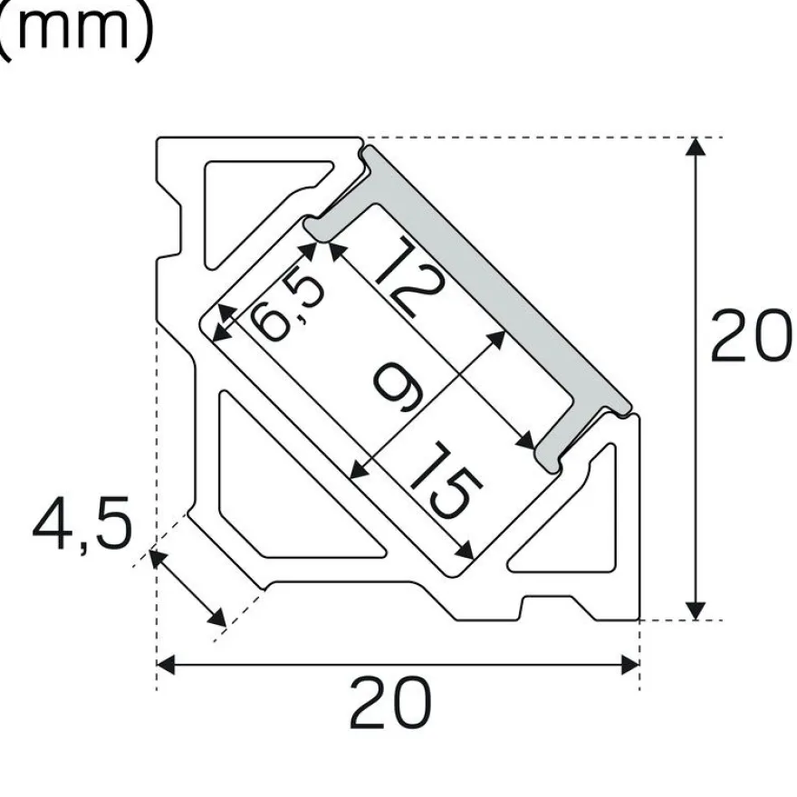 Alumiiniprofiili LED-nauha Hide-a-lite Art Corner 2m alumiini