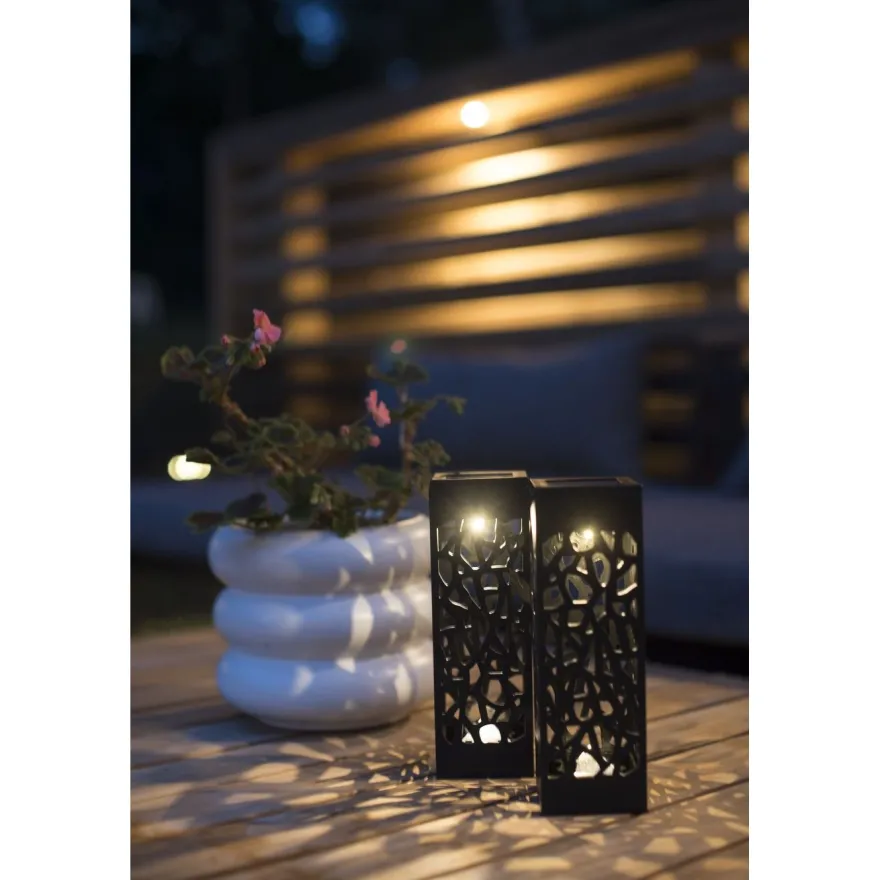 Aurinkokennokoristevalaisin Star Trading Izola, 18cm, musta, 2kpl/pkt