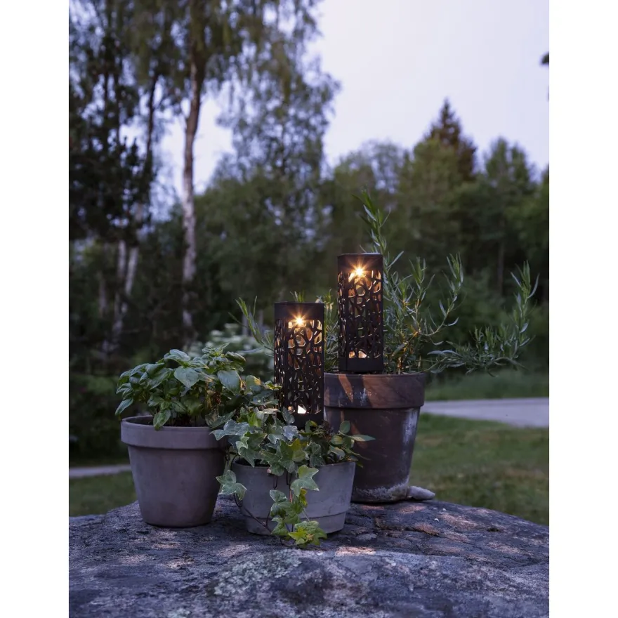 Aurinkokennokoristevalaisin Star Trading Izola, 18cm, musta, 2kpl/pkt
