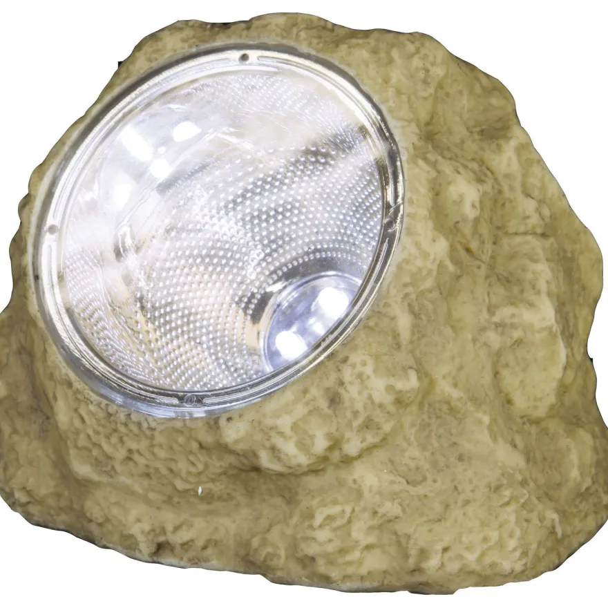 Aurinkokennokoristevalaisin Star Trading Rocky, 14cm, harmaa