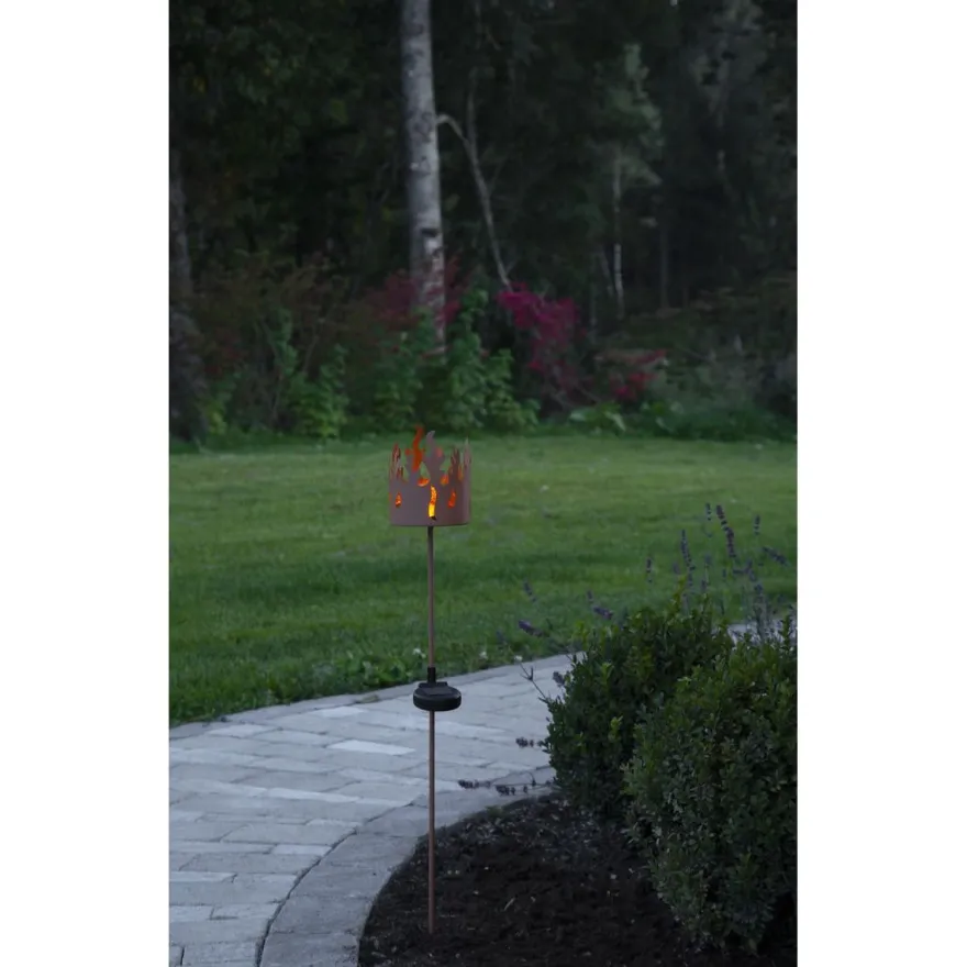 Aurinkokennokoristevalaisin Star Trading Torchy, Ø12cm, ruoste