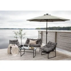 Aurinkovarjo LED-valolla Venture Home Saba, 270cm, harmaa