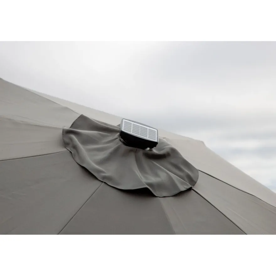 Aurinkovarjo LED-valolla Venture Home Saba, 270cm, harmaa