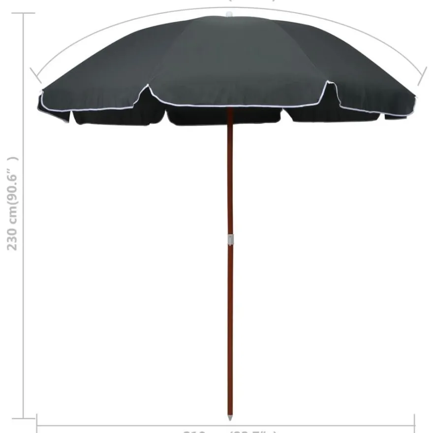 Aurinkovarjo terästanko 240 cm antrasiitti