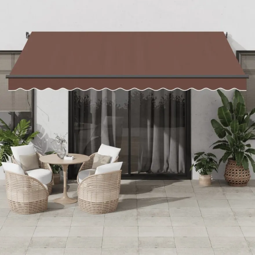 Automaattimarkiisi LED-valoilla ruskea 400x350 cm (15406)