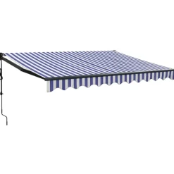 Automaattisesti sisäänkelattava markiisi sininen/valkoinen 3x2,5 m