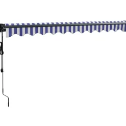 Automaattisesti sisäänkelattava markiisi sininen/valkoinen 3x2,5 m