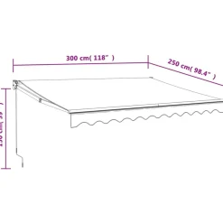Automaattisesti sisäänkelattava markiisi sininen/valkoinen 3x2,5 m