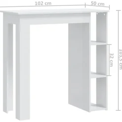 Baaripöytä hyllyllä 102x50x103,5cm, eri värejä