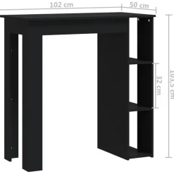 Baaripöytä hyllyllä 102x50x103,5cm, eri värejä