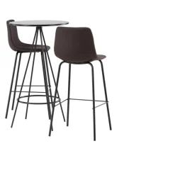 Baaripöytä Venture Home Bistro + 2 Alexi -baarituolia, musta/tummanruskea