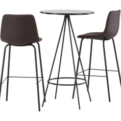 Baaripöytä Venture Home Bistro + 2 Alexi -baarituolia, musta/tummanruskea