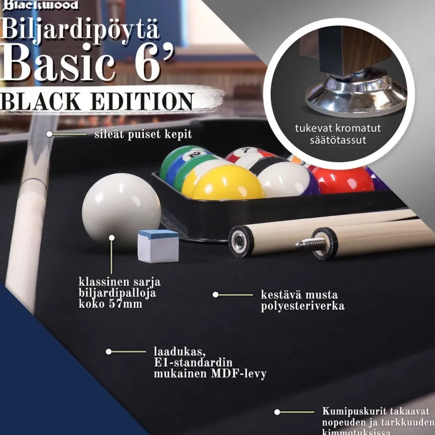 Biljardipöytä Blackwood Basic 6', eri värejä