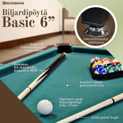 Biljardipöytä Blackwood Basic 6', eri värejä