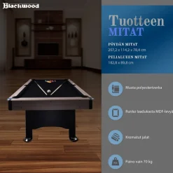 Biljardipöytä Blackwood Basic 6', eri värejä