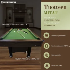 Biljardipöytä Blackwood Basic 6', eri värejä