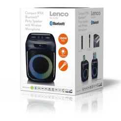 Bluetooth-kaiutin Lenco, IPx4, 100W, langattomalla mikrofonilla