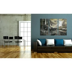 Canvas-taulu Artgeist Black horse and rocky waterfall, eri kokoja