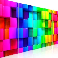 Canvas-taulu Artgeist Colourful Cubes, 5-osainen, eri kokoja