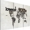 Canvas-taulu Artgeist Maailmankartta, italiankielinen, harmaa, eri kokoja