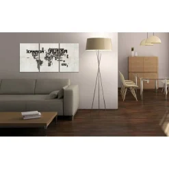 Canvas-taulu Artgeist Maailmankartta, italiankielinen, harmaa, eri kokoja