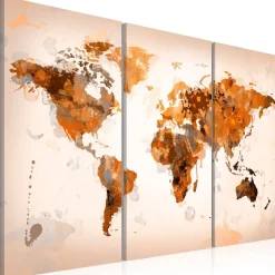 Canvas-taulu Artgeist Map of the World - Desert storm, 3-osainen, eri kokoja