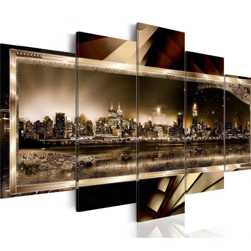 Canvas-taulu Artgeist New York: Starry night - sepia, eri kokoja