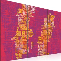 Canvas-taulu Artgeist Ruotsin kaupungit, pinkki, 3-osainen, eri kokoja