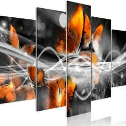 Canvas-taulu Artgeist Swarm of Butterflies Grey, 5-osainen, leveä, eri kokoja