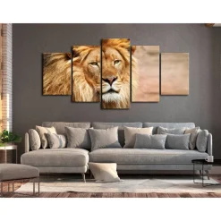 Canvas-taulu Artgeist The King of Beasts Orange, 5-osainen, leveä, eri kokoja