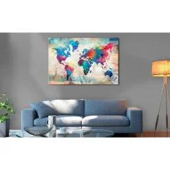 Canvas-taulu Artgeist World Map: Colourful Madness, eri kokoja