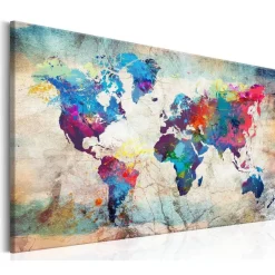 Canvas-taulu Artgeist World Map: Colourful Madness, eri kokoja