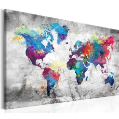 Canvas-taulu Artgeist World Map: Grey Style, eri kokoja