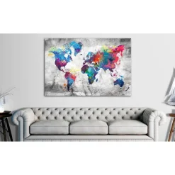 Canvas-taulu Artgeist World Map: Grey Style, eri kokoja