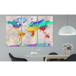 Canvas-taulu Artgeist World Map: Rainbow Gradient , eri kokoja