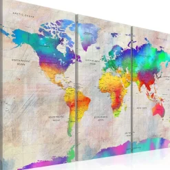 Canvas-taulu Artgeist World Map: Rainbow Gradient , eri kokoja