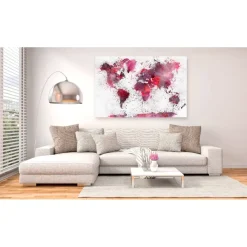 Canvas-taulu Artgeist World Map: Red Watercolors, 1-osainen, leveä, eri kokoja